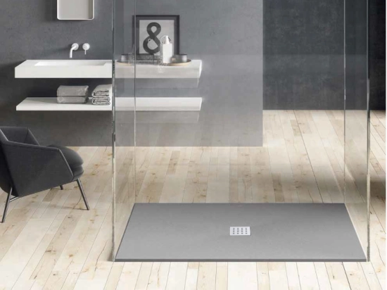 Receveur de douche, sur mesure : Largeur 200 à 300 cm x l. 70 à 150 cm. Bac à douche en résine Akrytan® anti glissant, finition lisse, 10 couleurs, Livraison offerte et rapide